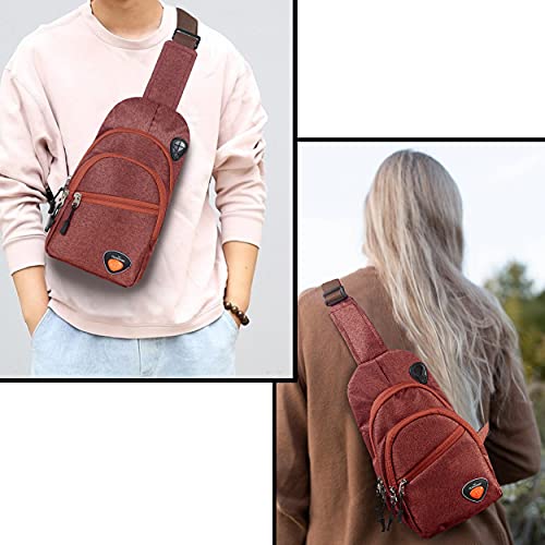 THE CLOWNFISH Cordette Unisex Polyester Casual Single Shoulder Sling Bag Crossbody Chest Bag with Earphone Hole (Maroon)