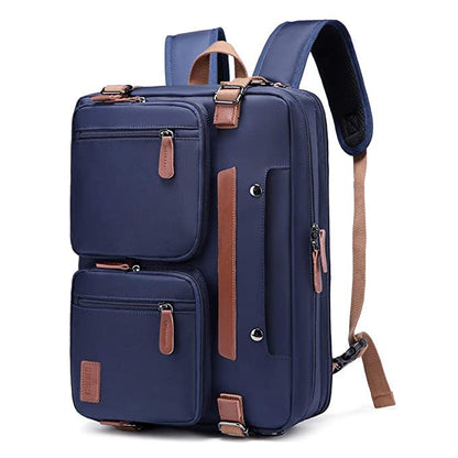 THE CLOWNFISH CoolBELL 3 in 1 Convertible Unisex Business Briefcase Backpack for 15.6 inch laptop Messenger Bag with Leather Logo and Pullers (Blue)