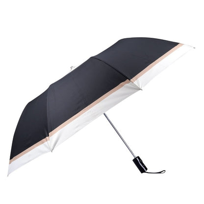 THE CLOWNFISH Umbrella Drizzle Series 2- Fold Auto Open Waterproof Pongee Umbrellas For Men and Women (Jet Black)