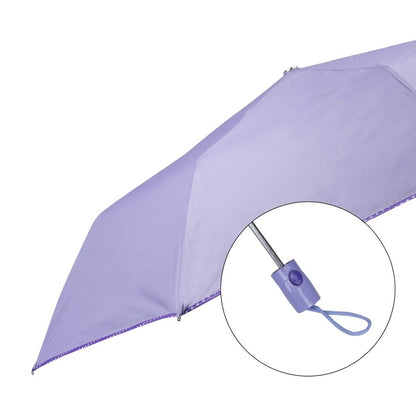 THE CLOWNFISH Umbrella Monochrome Series 3 Fold Auto Open Waterproof Water Repellent 190 T Polyester Double Coated Silver Lined Dotted Border Umbrellas For Men and Women (Lavender)