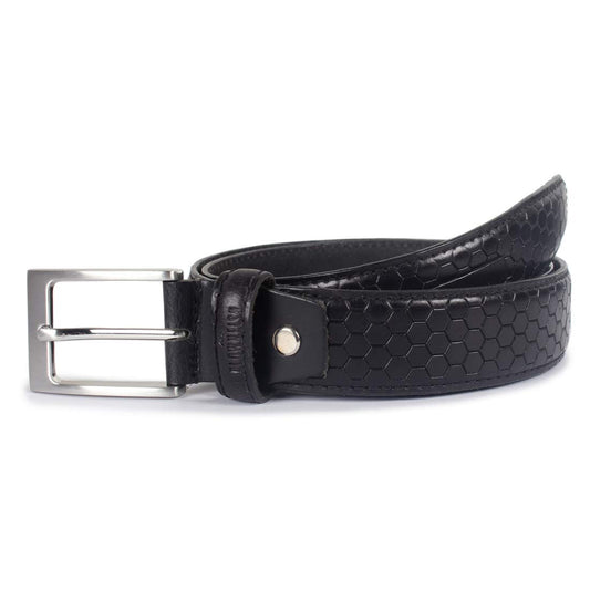 Clownfish Jet Black Leather Belt - Ideal for Special Occasions