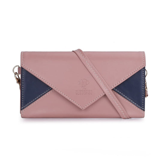 THE CLOWNFISH Asmi Collection Women Wallet Purse Sling Bag With Shoulder Belt (Peach)