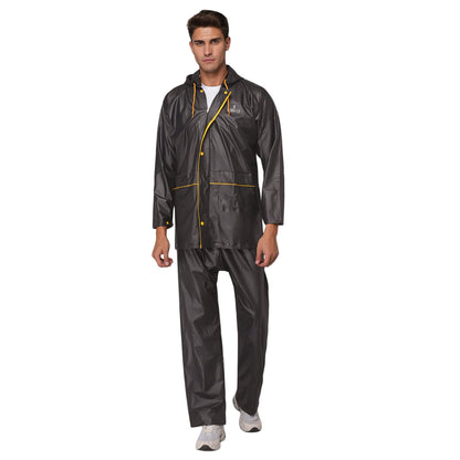 THE CLOWNFISH Rain Coat for Men Waterproof for Bike with Hood Raincoat for Men & Women. Samson Pro Series (Dark Brown, X-Large)