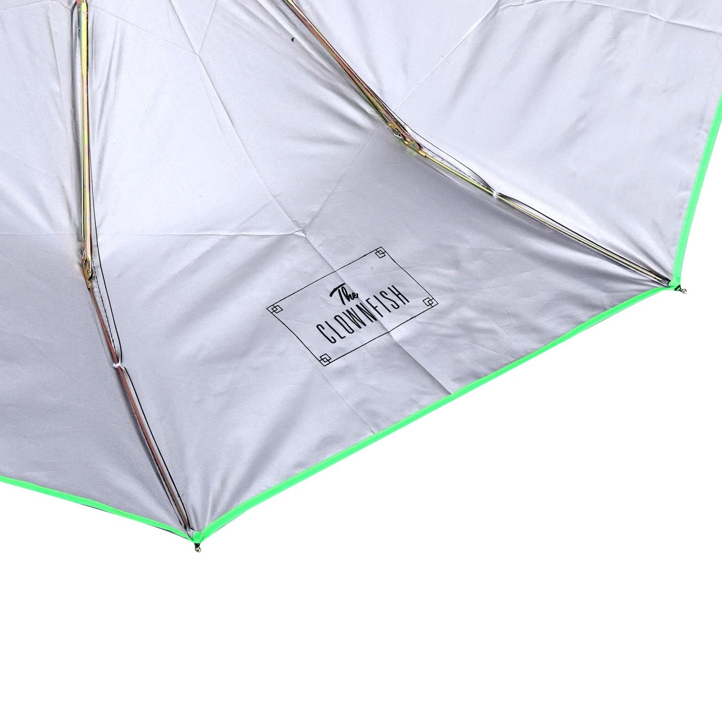 THE CLOWNFISH Umbrella Coloured Piping Series 3 Fold Auto Open Waterproof 190 T Polyester Double Coated Silver Lined Umbrellas For Men and Women (Coloured Piping-Parrot Green)