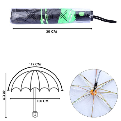 THE CLOWNFISH Umbrella Coloured Piping Series 3 Fold Auto Open Waterproof 190 T Polyester Double Coated Silver Lined Umbrellas For Men and Women (Coloured Piping-Parrot Green)