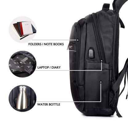 THE CLOWNFISH Impacter Polyester 40 LTR Raven Black Laptop Backpack for 15.6 inch Laptops