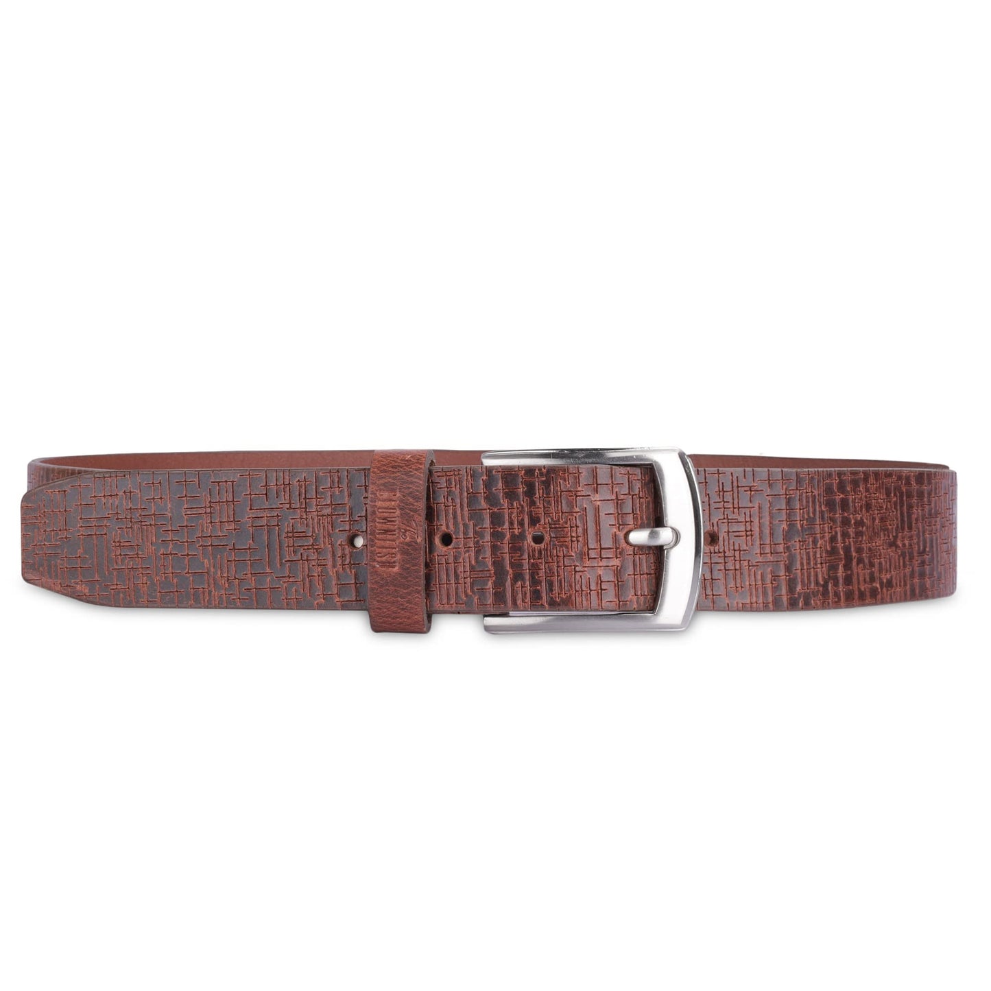 THE CLOWNFISH Men's Genuine Leather Belt with Textured Design- Tan (Size-36 inches)