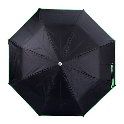 THE CLOWNFISH Umbrella Coloured Piping Series 3 Fold Auto Open Waterproof 190 T Polyester Double Coated Silver Lined Umbrellas For Men and Women (Coloured Piping-Parrot Green)