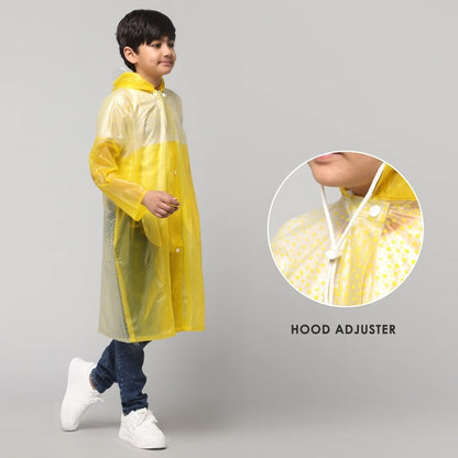 THE CLOWNFISH Drip Dude Longcoat - 100% Waterproof | Adjustable Hood | Age 5-6 Years | Lemon Yellow