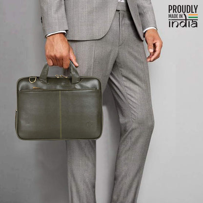 THE CLOWNFISH Eros Faux Leather Expandable 15.6 inch Laptop Messenger Bag Briefcase (Tan)