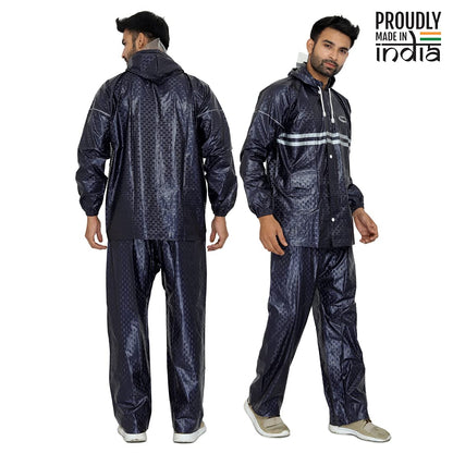 THE CLOWNFISH Rain Coat for Men Waterproof for Bike Raincoat for Men with Hood PVC Material. Set of Top and Bottom. Mateo Series (Dark Purple, XX-Large)