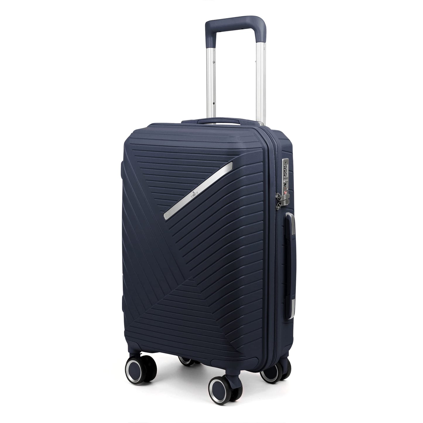 THE CLOWNFISH Denzel Series Luggage Polypropylene Hard Case Suitcase Eight Wheel Trolley Bag with TSA Lock- Navy Blue (Medium size, 66 cm-26 inch)