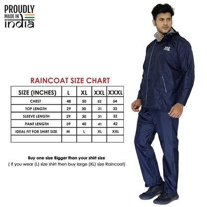 THE CLOWNFISH Prime Series Reversible Men's Polyester Double Layer Waterproof Raincoat with Hood and Reflector logo at Back for Night Travelling (Prime Blue, XL)
