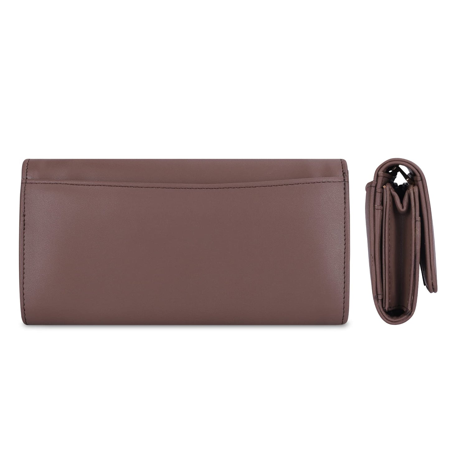 THE CLOWNFISH FashionFinesse Collection Faux Leather Bi-Fold Womens Wallet Clutch Ladies Purse with Multiple Card Slots (Dark Brown)