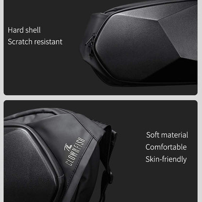 THE CLOWNFISH Hard Shell Water Repellent Unisex Sling Travel Crossbody Chest Bag (Black)