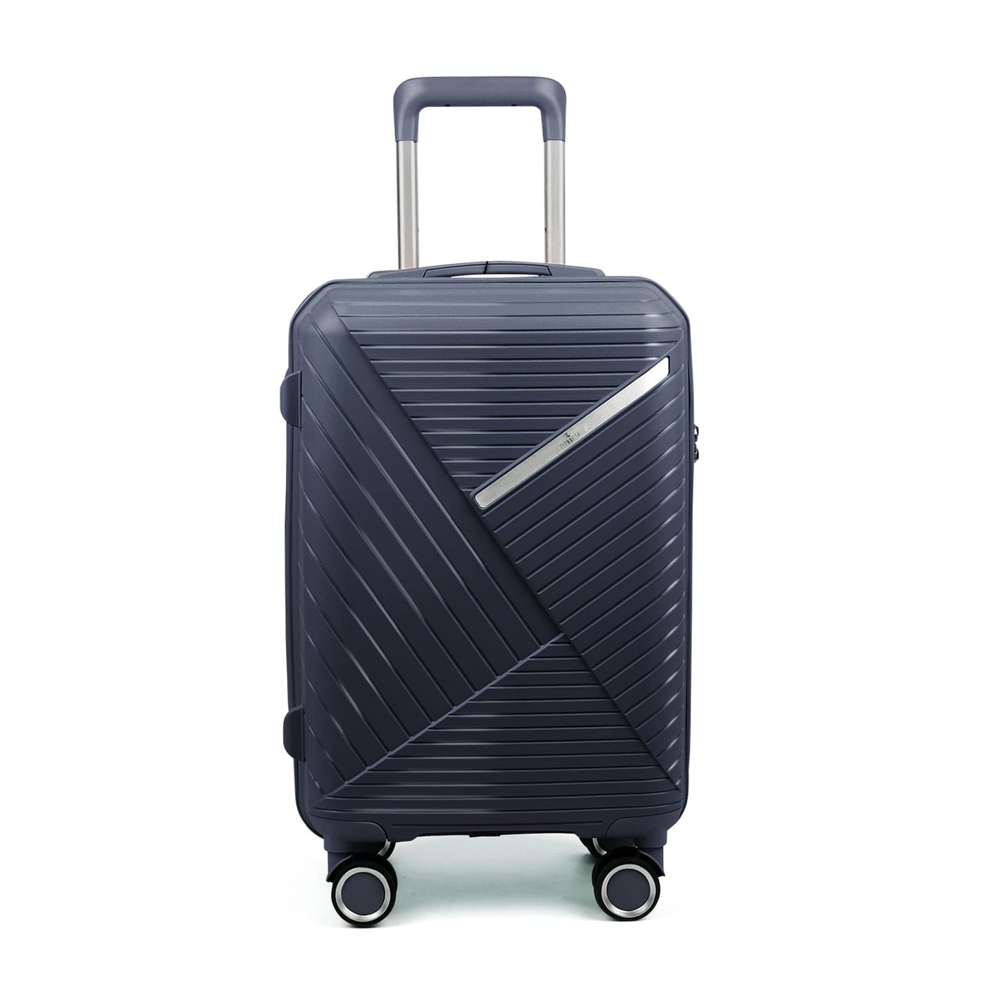 THE CLOWNFISH Denzel Series Luggage Polypropylene Hard Case Suitcase Eight Wheel Trolley Bag with TSA Lock- Navy Blue (Medium size, 66 cm-26 inch)