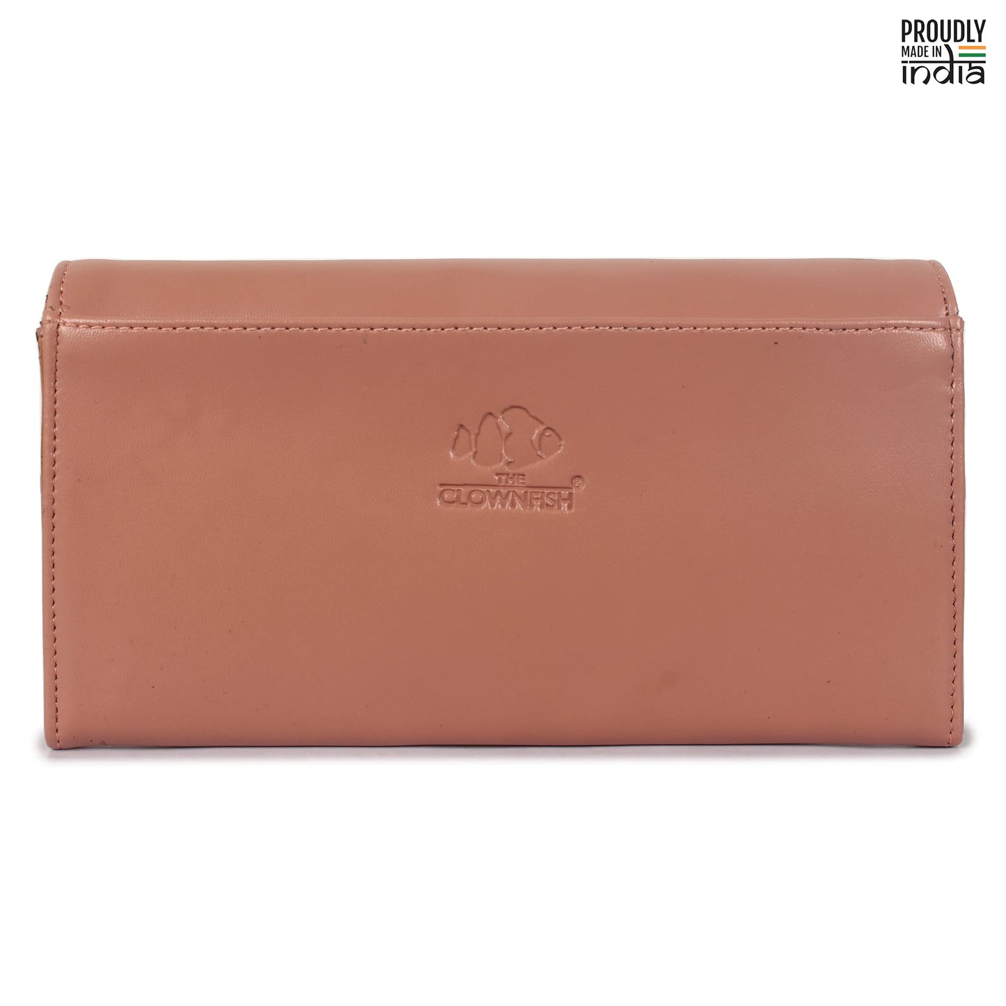 THE CLOWNFISH Gracy Collection Womens Wallet Clutch Ladies Purse with multiple card slots (Apricot)