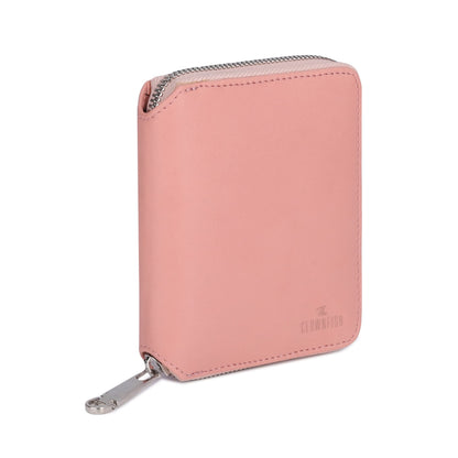 THE CLOWNFISH Zia Genuine Leather Bi-Fold Zip Around Wallet for Women with Multiple Card Slots & Coin Pocket (Pink)