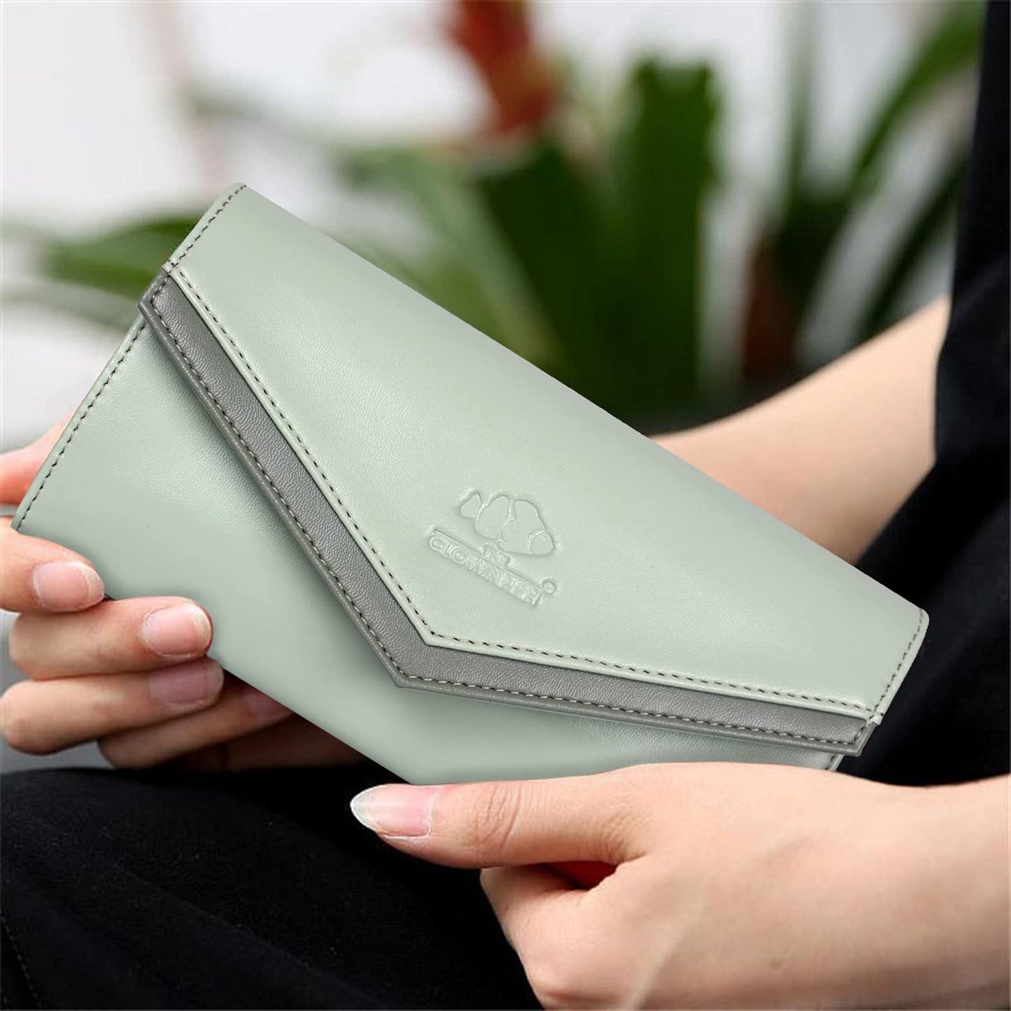 THE CLOWNFISH Lucia Collection Womens Wallet Clutch Ladies Purse with multiple card slots (Pistachio Green)