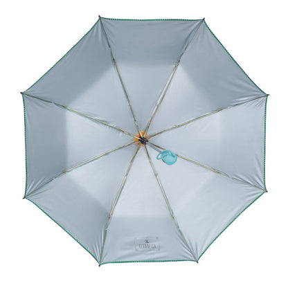 THE CLOWNFISH Umbrella Monochrome Series 3 Fold Auto Open Waterproof Water Repellent 190 T Polyester Double Coated Silver Lined Dotted Border Umbrellas For Men and Women (Turquiose Blue)