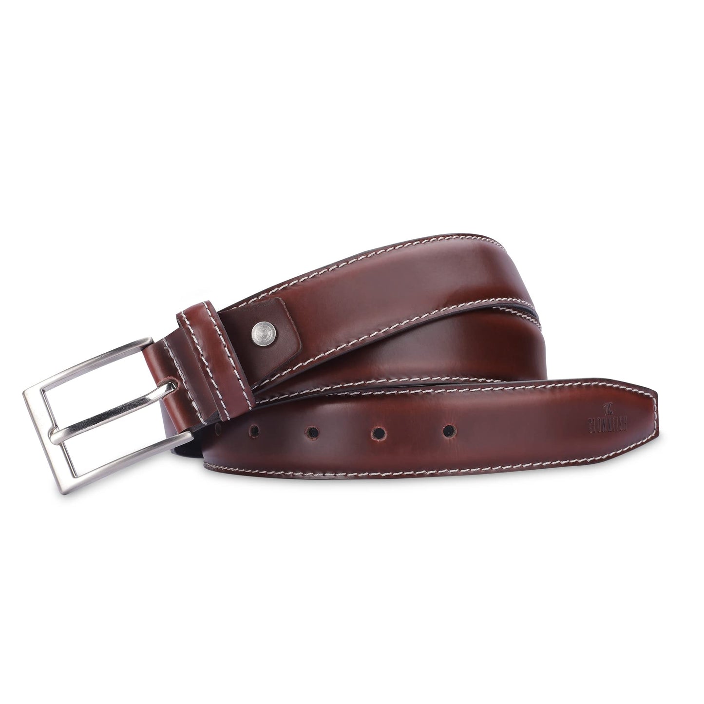 THE CLOWNFISH Men's Genuine Leather Belt - Maroon (Size-32 inches)
