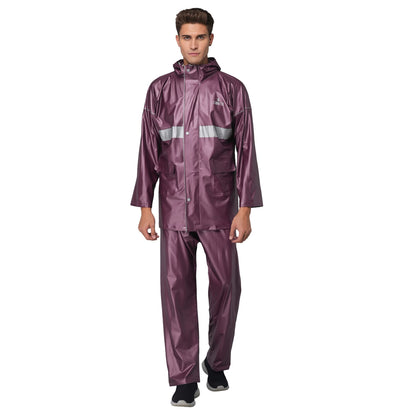 THE CLOWNFISH Rain Coat for Men Waterproof for Bike Raincoat for Men with Hood PVC Material. Set of Top and Bottom. Azure Pro Series (Burgundy, XX-Large)