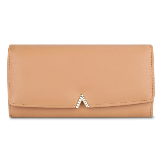 THE CLOWNFISH FashionFinesse Collection Faux Leather Bi-Fold Womens Wallet Clutch Ladies Purse with Multiple Card Slots (Light Brown)