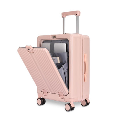 THE CLOWNFISH Cabin Trolley Bag | ABS/Polycarbonate | TSA Lock 8 Wheels 360 Rotation Cup Holder USB Port Laptop Compartment | Pink