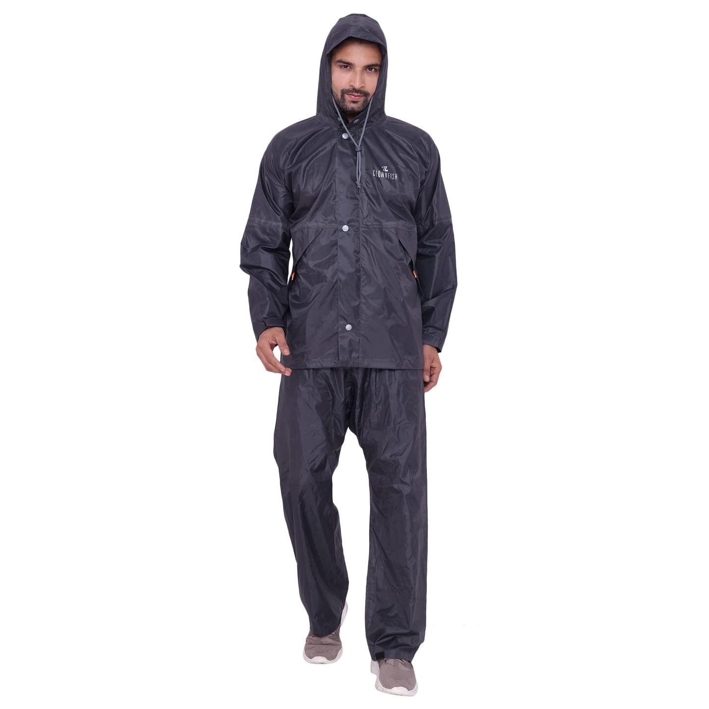 THE CLOWNFISH Men's Solid Raincoat (BQ-121_Classic Grey_XL)