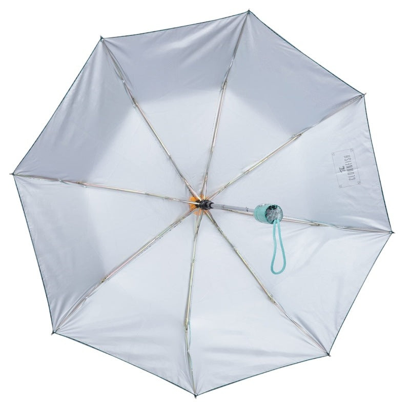 THE CLOWNFISH Umbrella 3 Fold Auto Open Waterproof Pongee Double Coated Silver Lined Umbrellas For Men and Women (Printed Design- Pistachio Green)