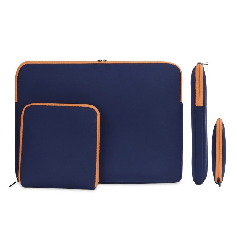 The Clownfish Jawa Series Neoprene Unisex 13 inch Tablet Case Laptop Sleeve Laptop Case Slipcase with Zip Pouch (Navy Blue with Orange Top Piping)