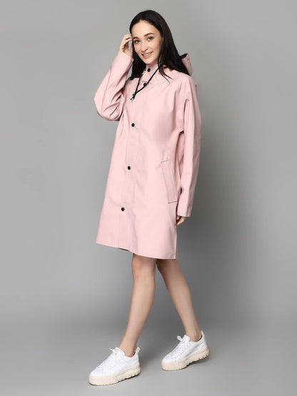 THE CLOWNFISH Raincoats/Longcoat for Women Rain Coat for Women Raincoat for Ladies Waterproof Reversible PVC Double Layer. Tiara Series (Pink, X-Large)