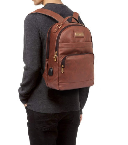 THE CLOWNFISH Signature Series Synthetic 28 Ltrs Brown Laptop Travel Backpack