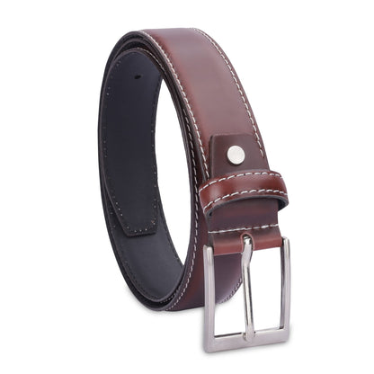 THE CLOWNFISH Men's Genuine Leather Belt - Maroon (Size-32 inches)