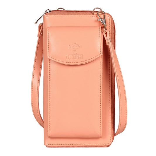 THE CLOWNFISH Siona Ladies Wallet Womens Sling Bag with Front Mobile Pocket (Peach)