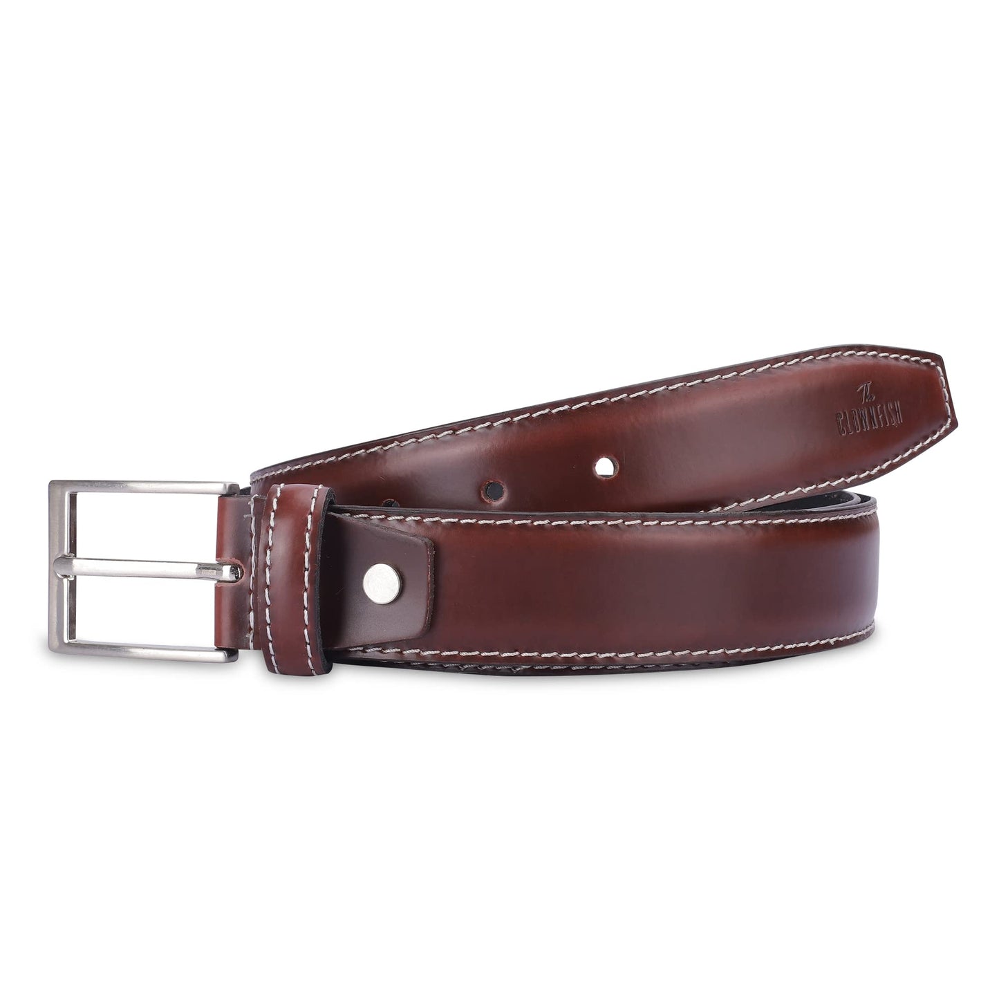 THE CLOWNFISH Men's Genuine Leather Belt - Maroon (Size-32 inches)