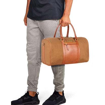 The Clownfish Concordia 24 litres Canvas Stylish & Spacious Weekender Duffle Bag, Gym Bag (Khaki)