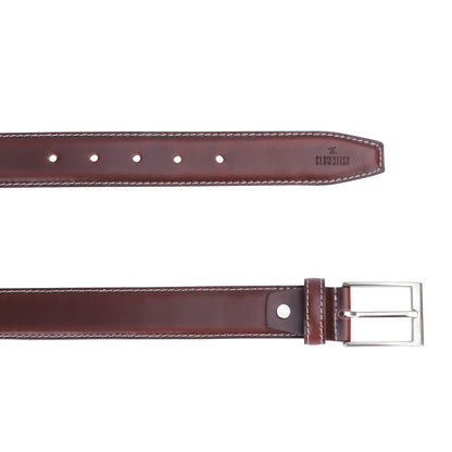 THE CLOWNFISH Men's Genuine Leather Belt - Maroon (Size-32 inches)