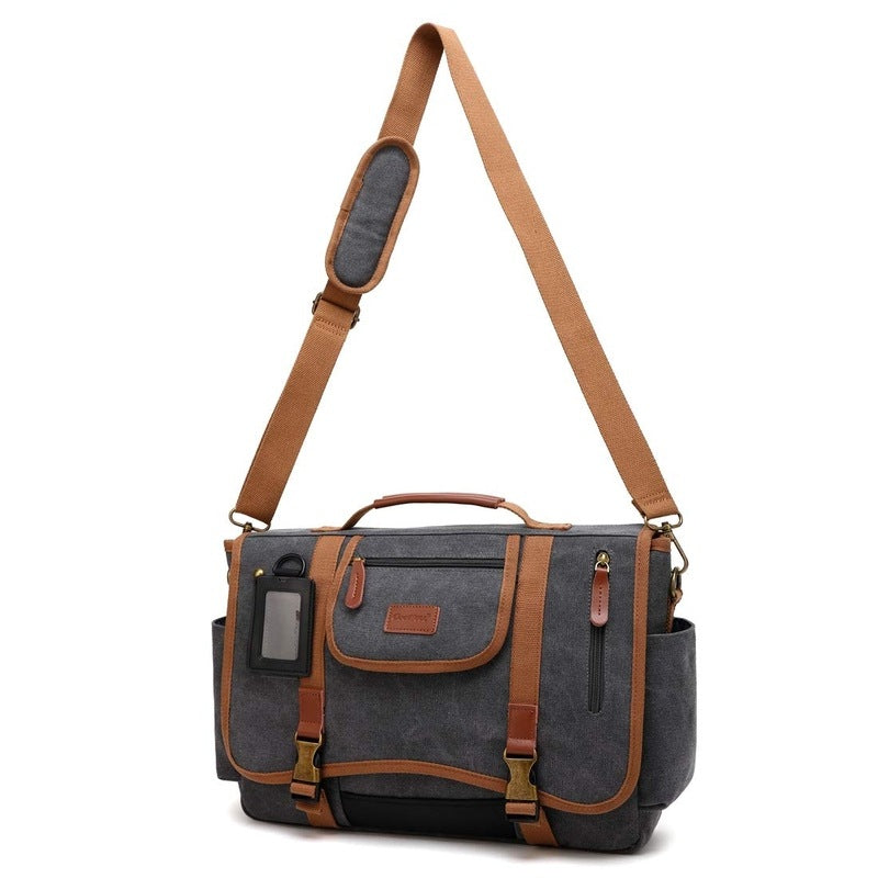 THE CLOWNFISH CoolBELL Canvas 15.6 Inches Laptop Messenger Bag (Black)