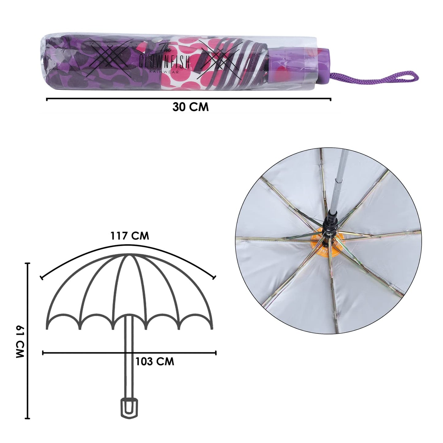 THE CLOWNFISH Umbrella 3 Fold Auto Open Waterproof Pongee Double Coated Silver Lined Umbrellas For Men and Women (Printed Design- Lime)