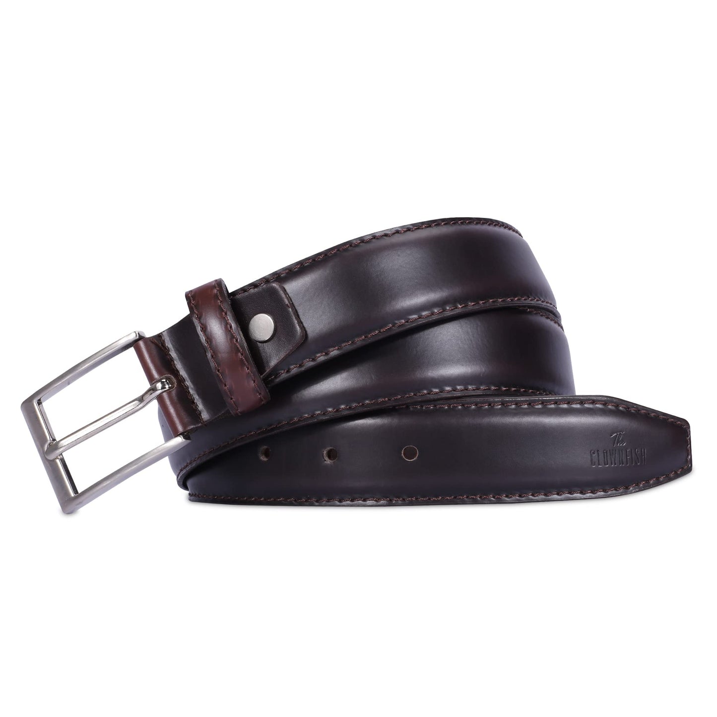 THE CLOWNFISH Men's Genuine Leather Belt - Dark Brown (Size-32 inches)