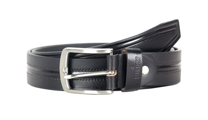 THE CLOWNFISH Men's Genuine Leather Belt with Textured/Embossed Design-Ebony (Size-32 inches)