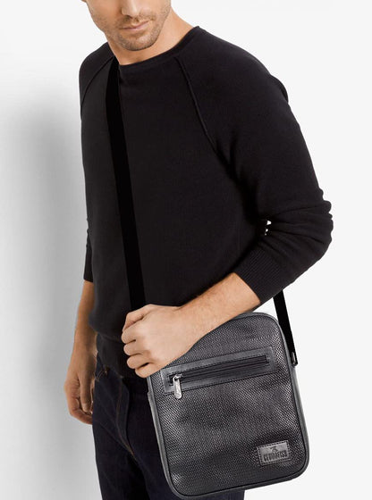THE CLOWNFISH Brenna Faux Leather Unisex Crossbody Sling Bag (Black)