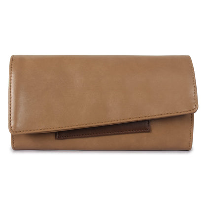 THE CLOWNFISH Gracy Collection Womens Wallet Clutch Ladies Purse with multiple card slots (Light Brown)