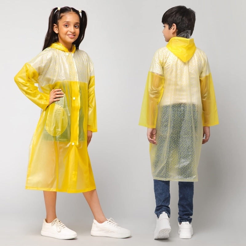 THE CLOWNFISH Drip Dude Longcoat - 100% Waterproof | Adjustable Hood | Age 5-6 Years | Lemon Yellow