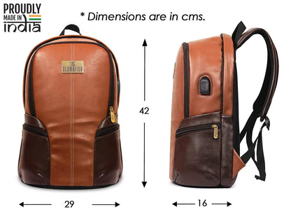 THE CLOWNFISH Mark XXIX Extremis 27 liters Leatherette Mature Unisex Laptop Backpack for 14 inch Laptop Laptop Bakpack (Mud Brown)