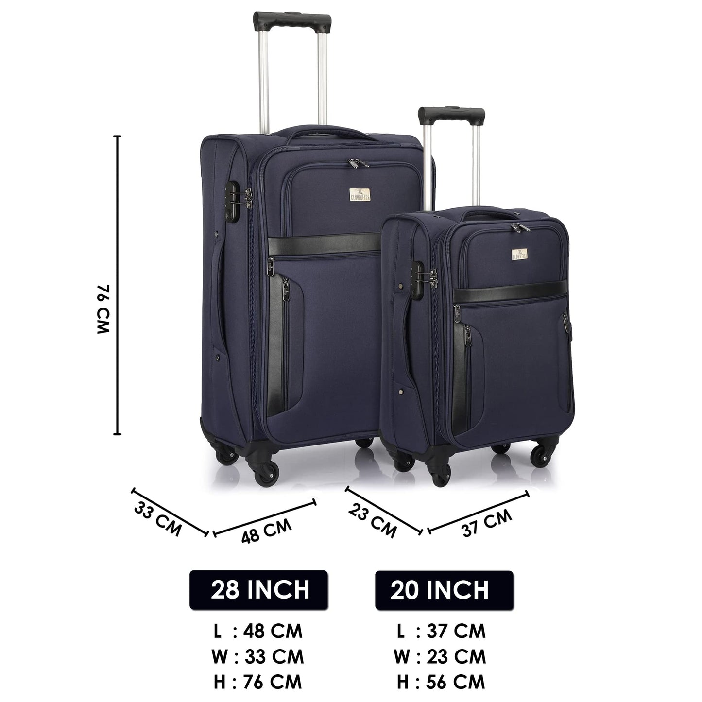 Faramund Series Set of 2 Trolley bags Navy Blue (Small, Large)