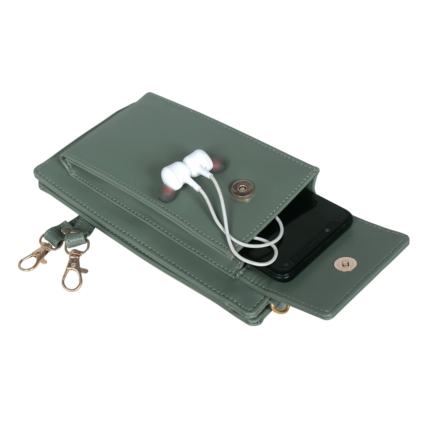 THE CLOWNFISH Adora Women Wallet/Sling Bag With Front Phone Pocket (Olive Green)