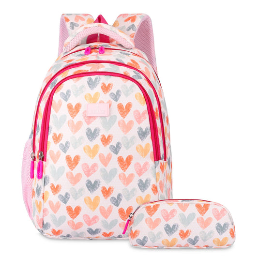 THE CLOWNFISH Scholastic Series Printed Polyester 30 L School Standard Backpack With Pencil/Staionery Pouch School Bag Daypack Picnic Bag For School Going Boys & Girls Age 8-10 Years (Light Pink)