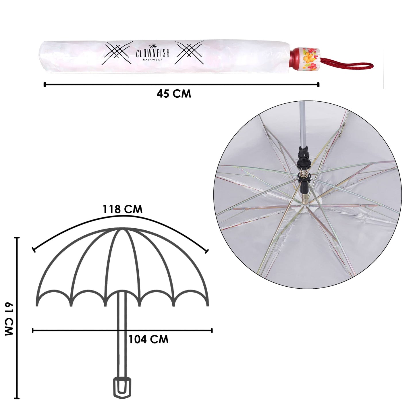 THE CLOWNFISH Umbrella 2- Fold Auto Open Waterproof 190 T Polyester Double Coated Silver Lined Umbrellas For Men and Women